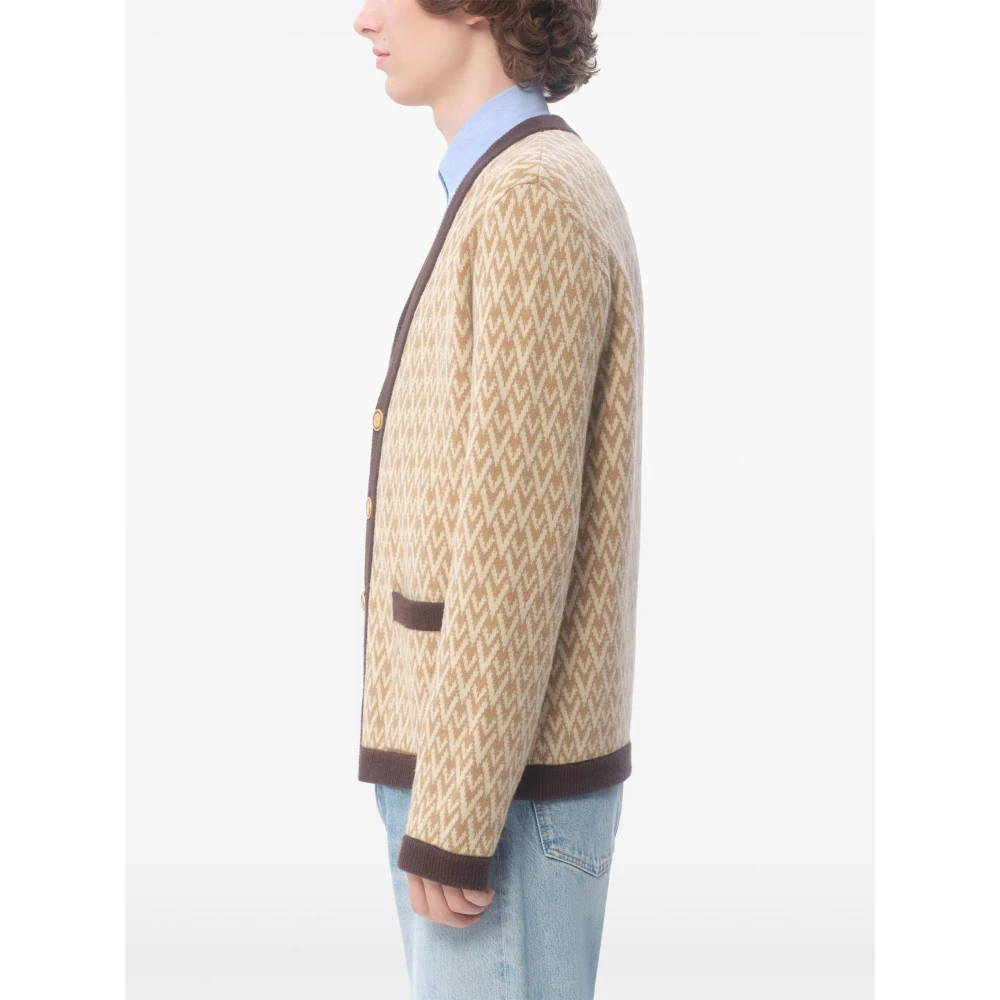 Valentino Garavani Beige Wollen Vest met Jacquard Motief Beige Heren