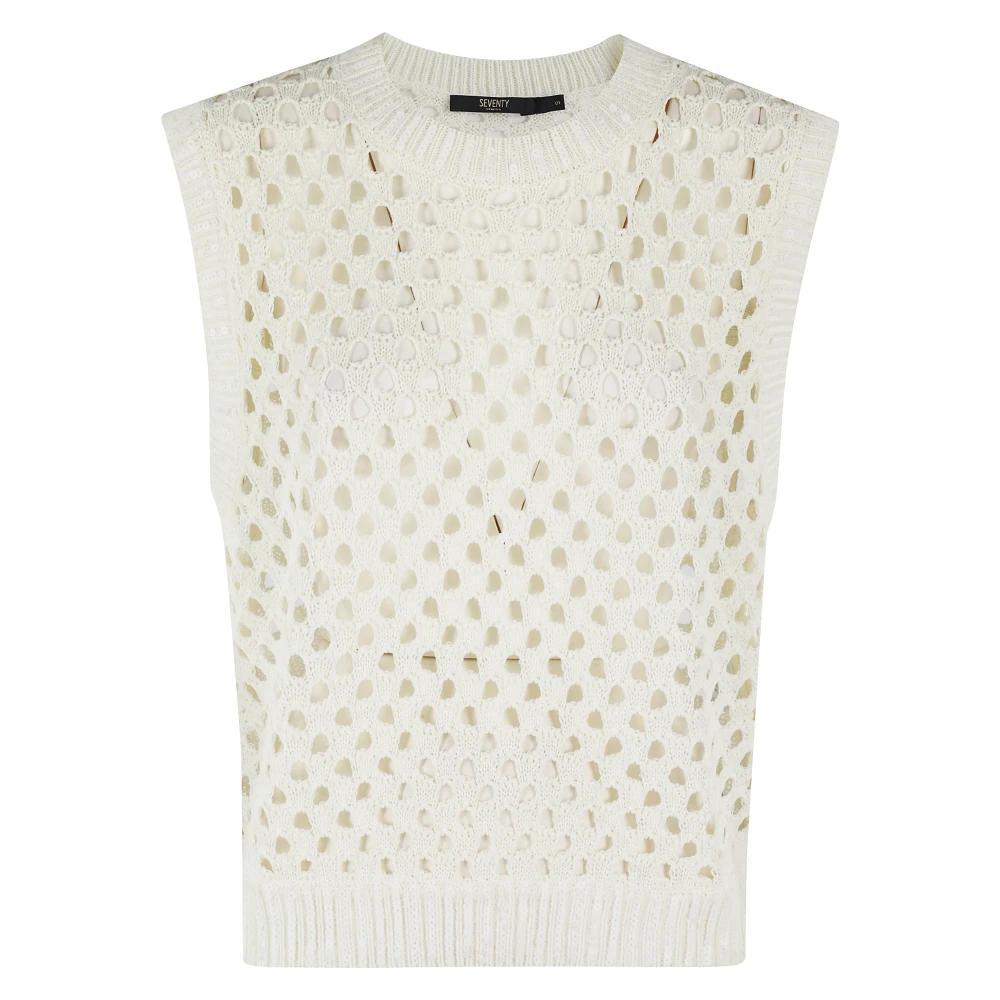 Seventy Mouwloze nekkraag top White Dames