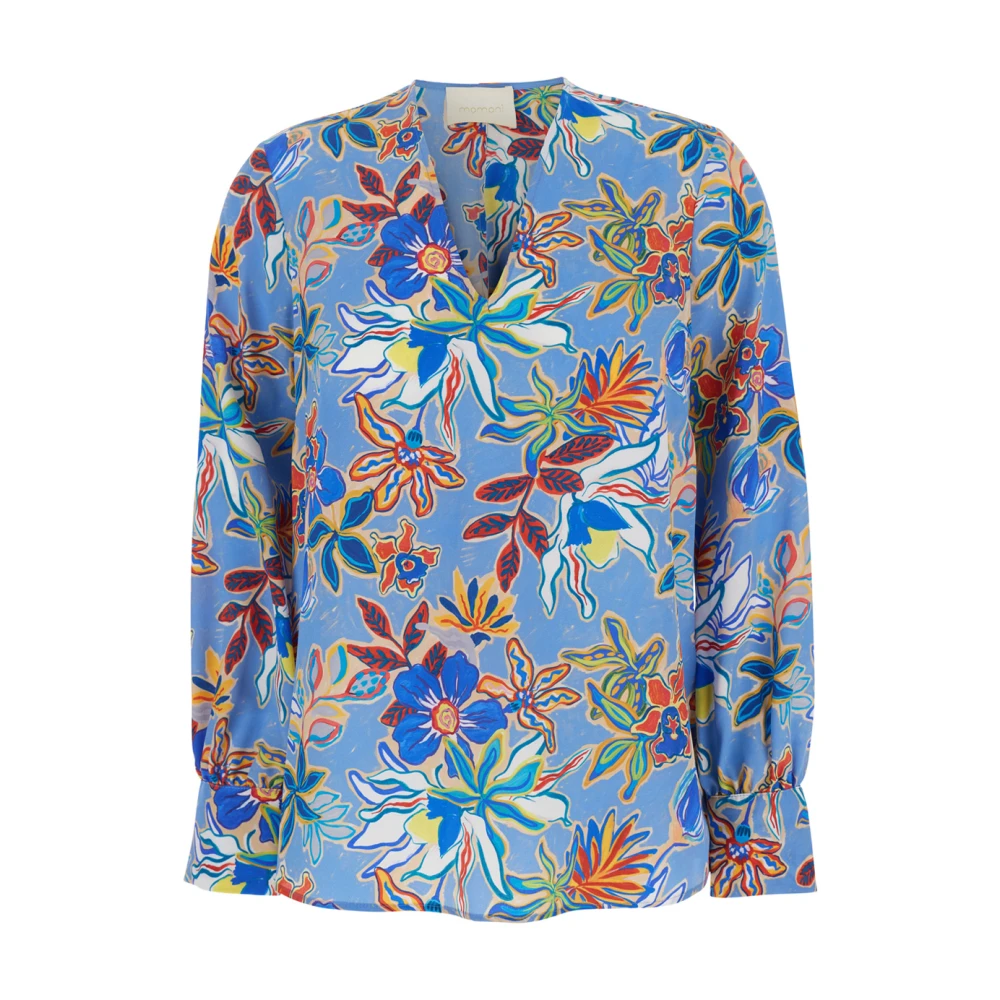 Momoni Blauwe Bloemen Zijden Blouse Vrouw Multicolor Dames