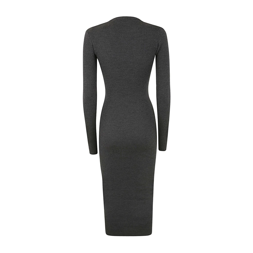 Wardrobe.nyc Houtskool Geribbelde Lange Mouw Jurk Black Dames