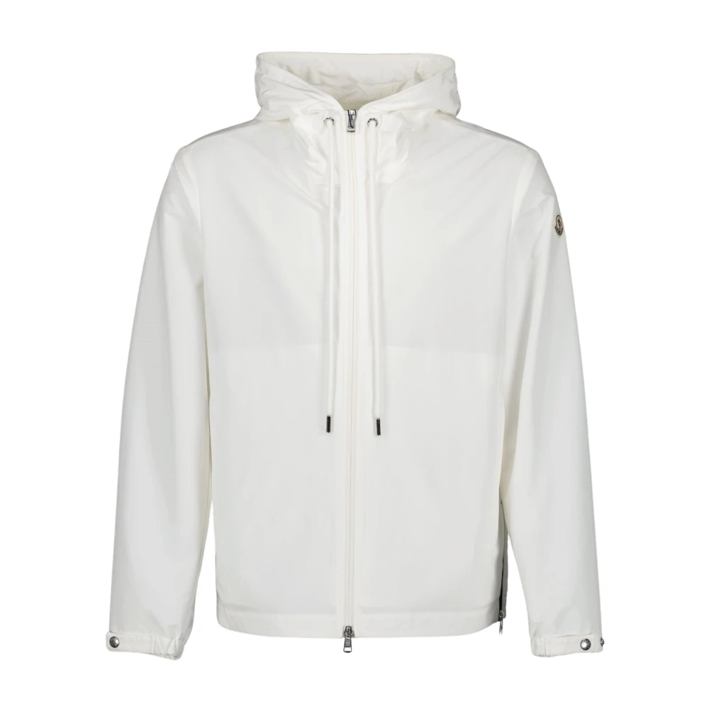 Moncler Nylon Zip-Through Hoodie White Heren