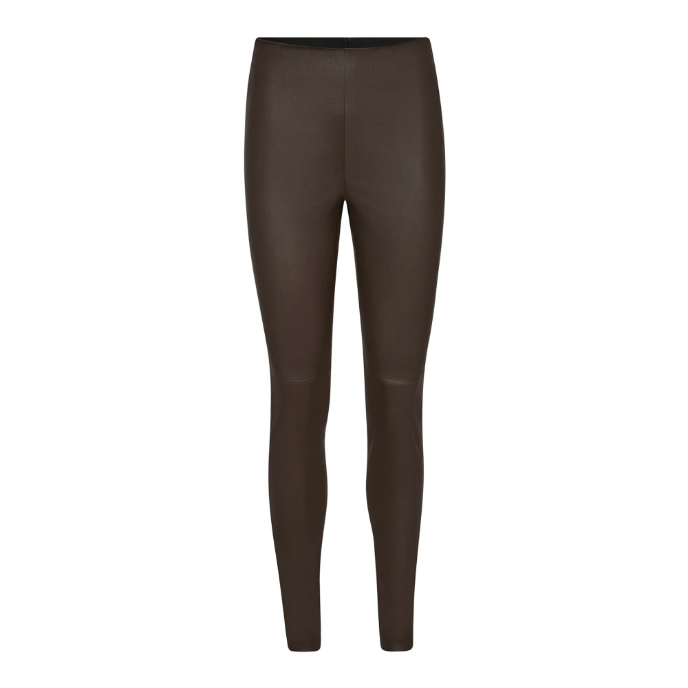 MOS MOSH Stretch Leren Leggings Rain Drum Brown Dames