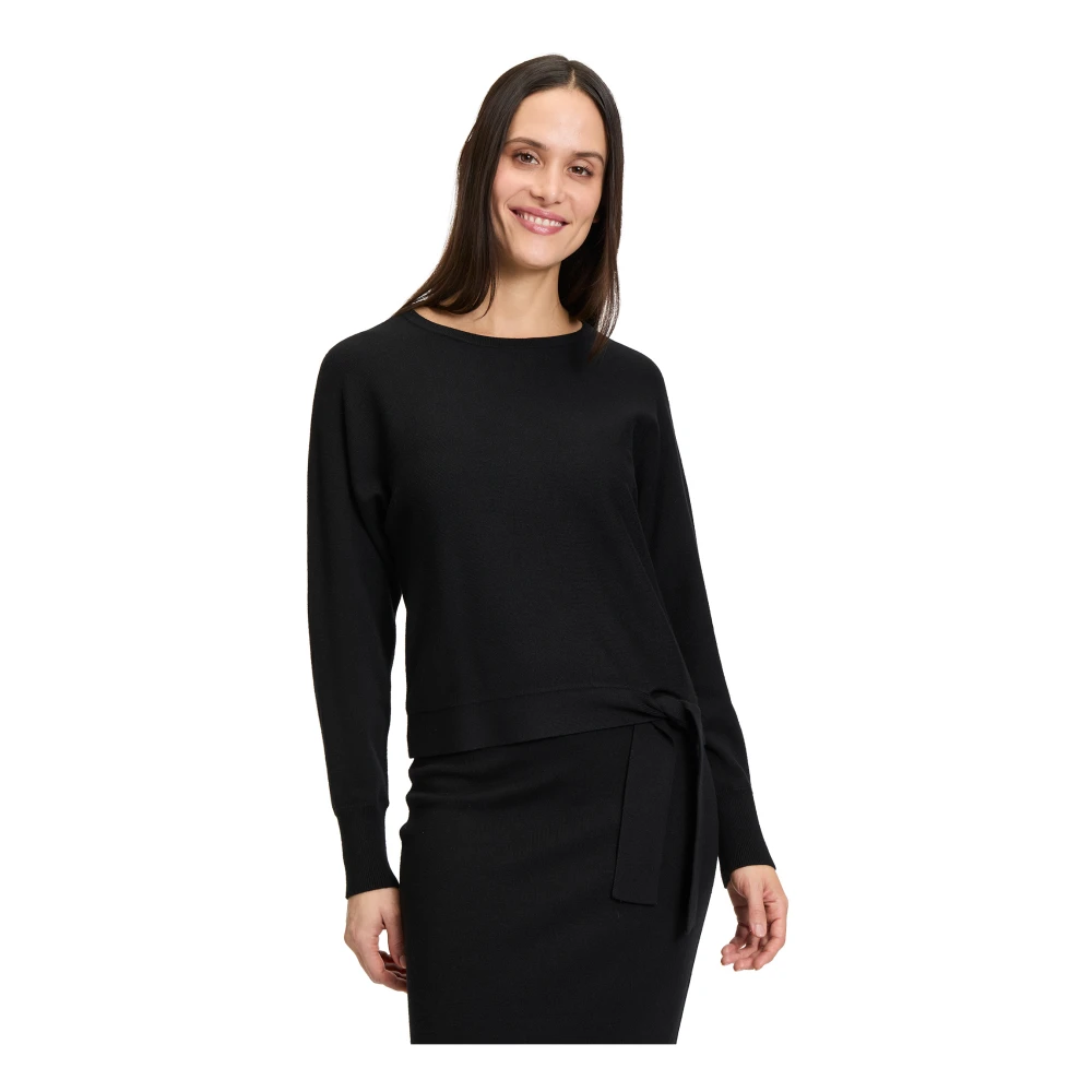 Betty Barclay Trendy Gebreide Trui met Strikceintuur Black Dames