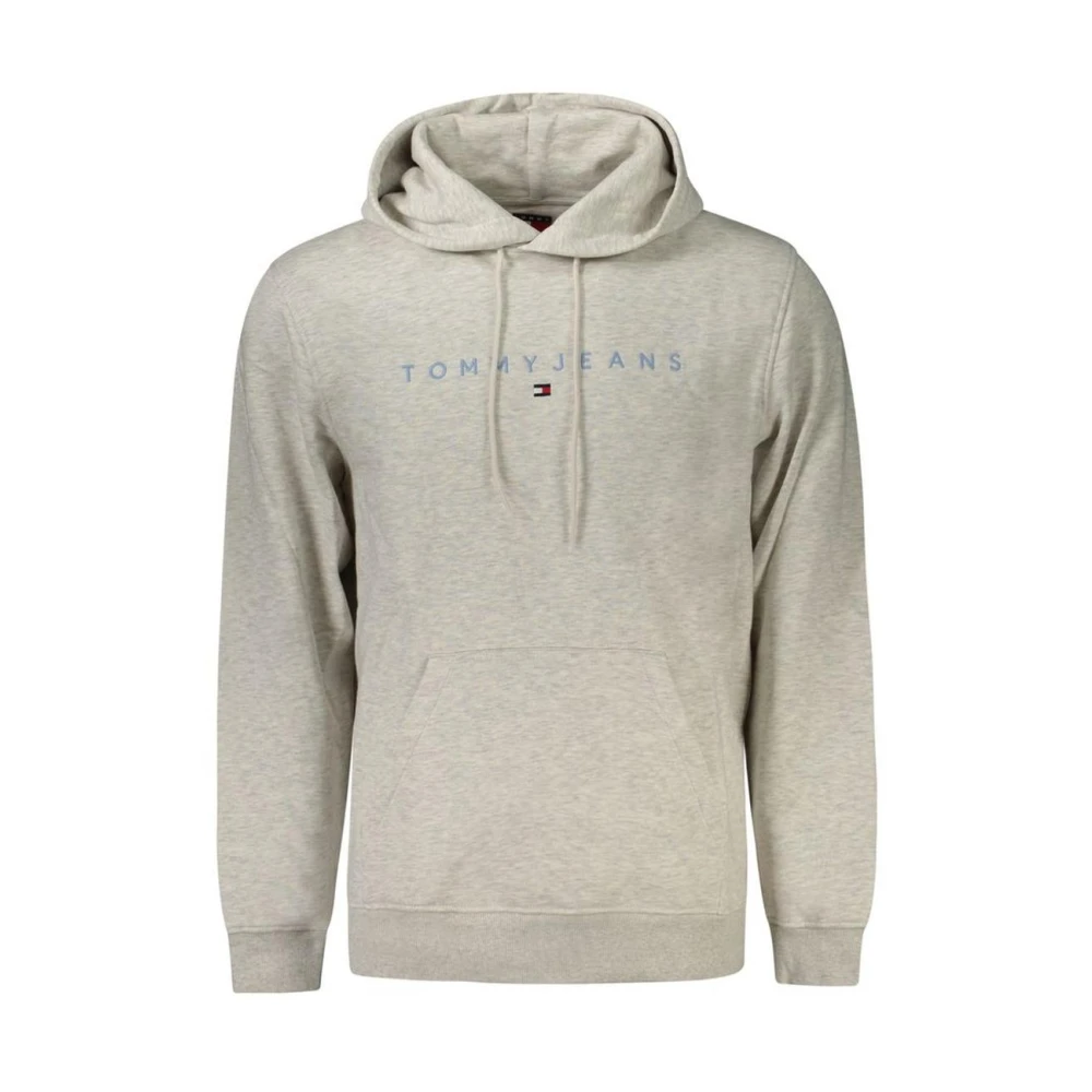 Tommy Hilfiger Men's Gray Hoodies, M, Cotton Hoodie With Drawstring