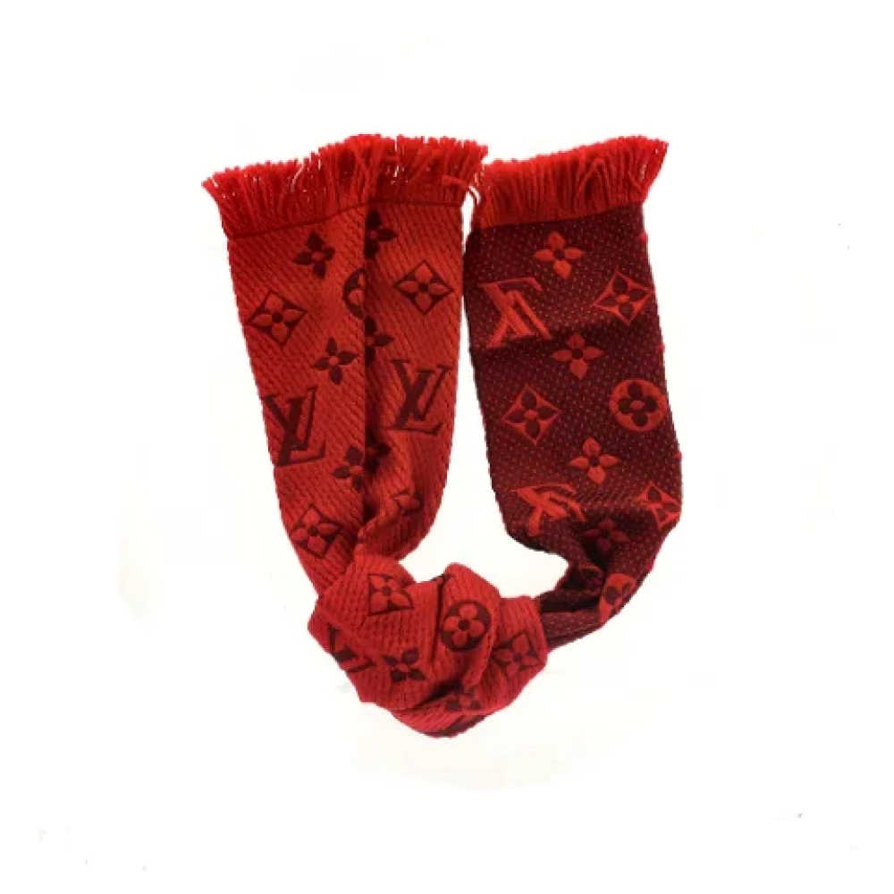 Louis Vuitton Vintage Pre-owned Wool scarves Red Dames