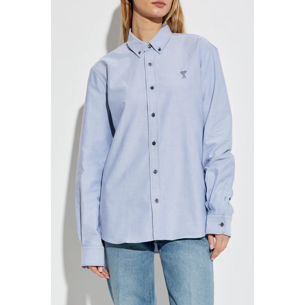 Ami Paris Overhemd met logo Blue Dames