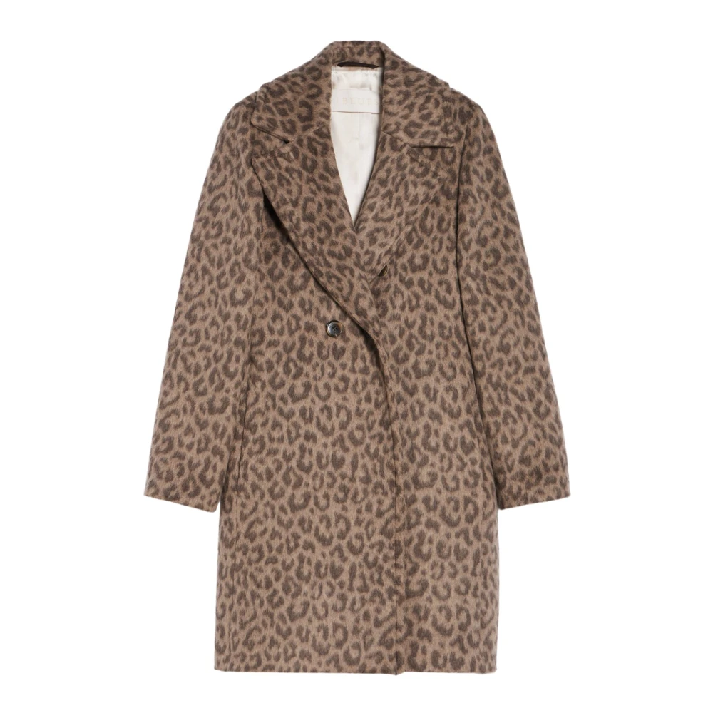 Iblues Animalier Jacquard Double-Breasted Jas Brown Dames