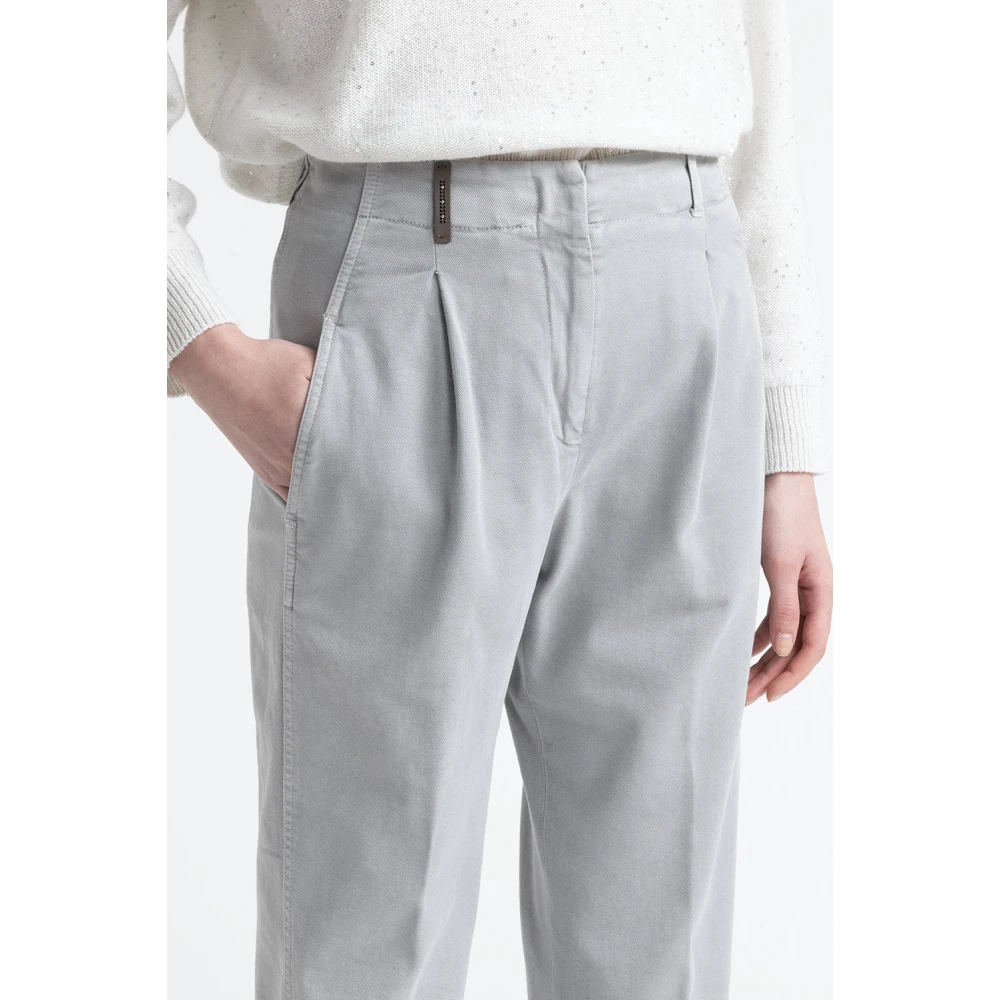 PESERICO Katoenen gabardine wortelbroek Gray Dames