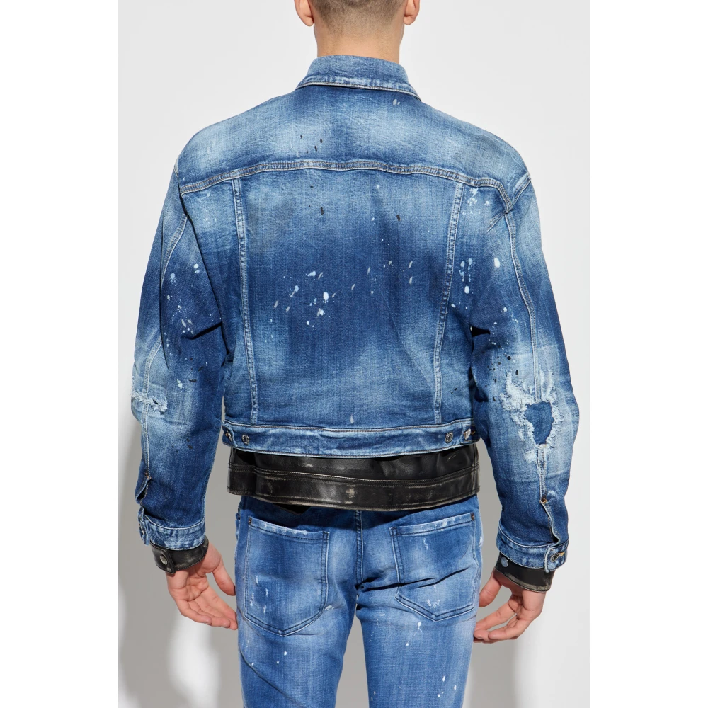 Dsquared2 Dubbele denim-leren jas Blue Heren