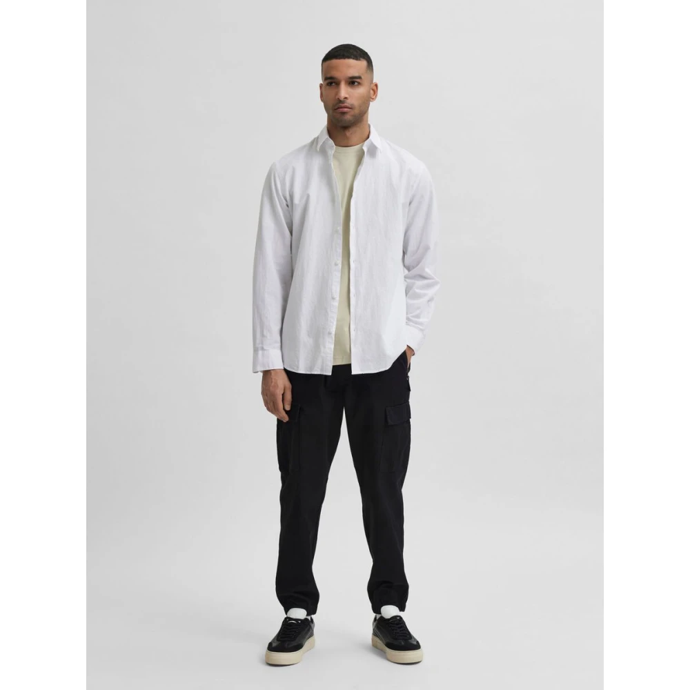 Selected Homme Slank lin shirt White Heren