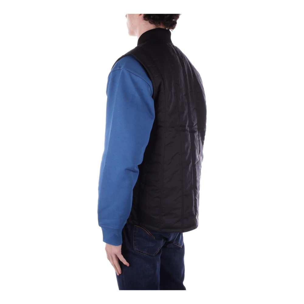 Carhartt WIP Zwarte Mouwloze Logo Voorkant Rits Jas Black Heren