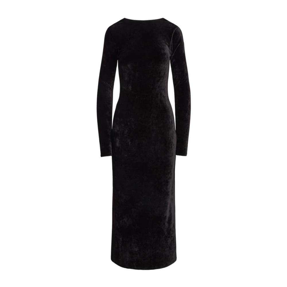 Ralph Lauren Velvet Boot Hals Jurk Black Dames