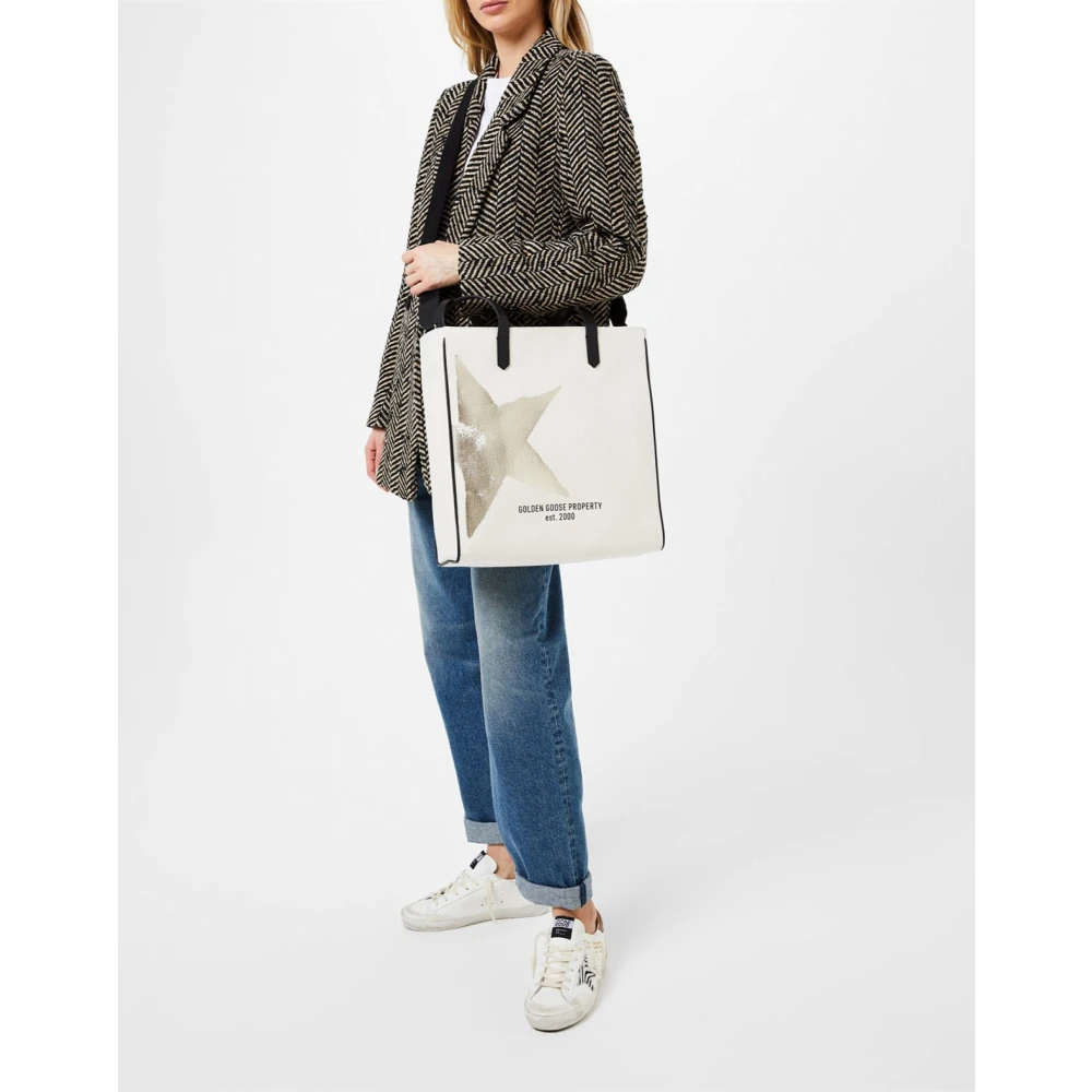 Golden Goose California Star Logo Tote Bag White Dames