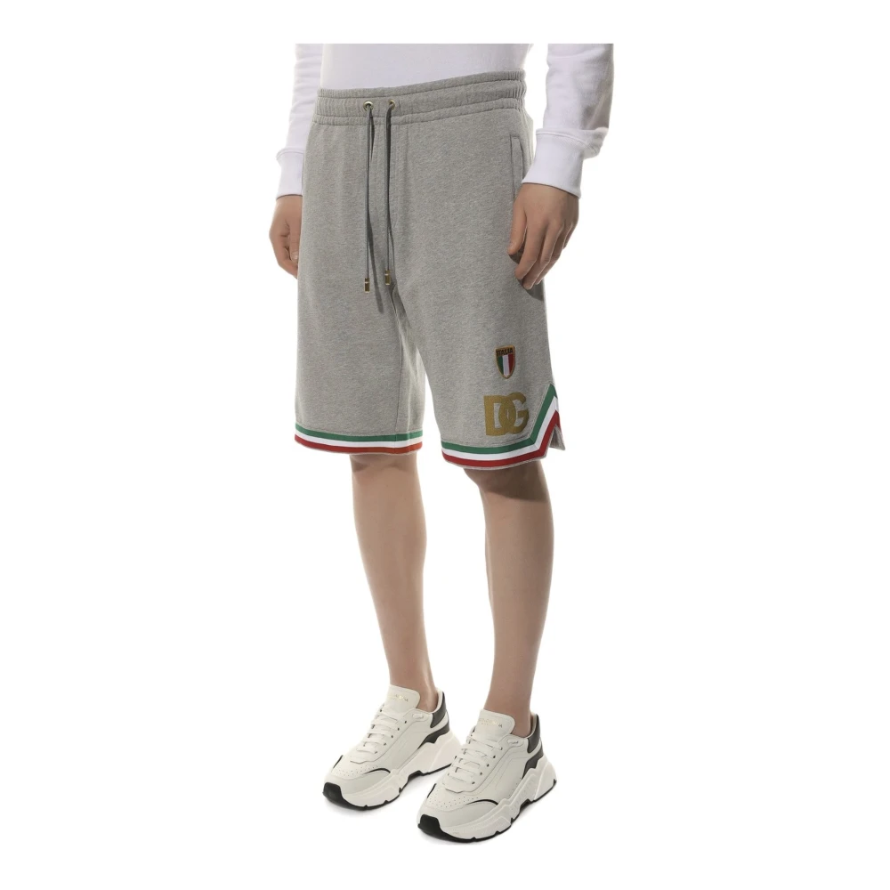 Dolce & Gabbana Track Shorts met Logo Patch Gray Heren