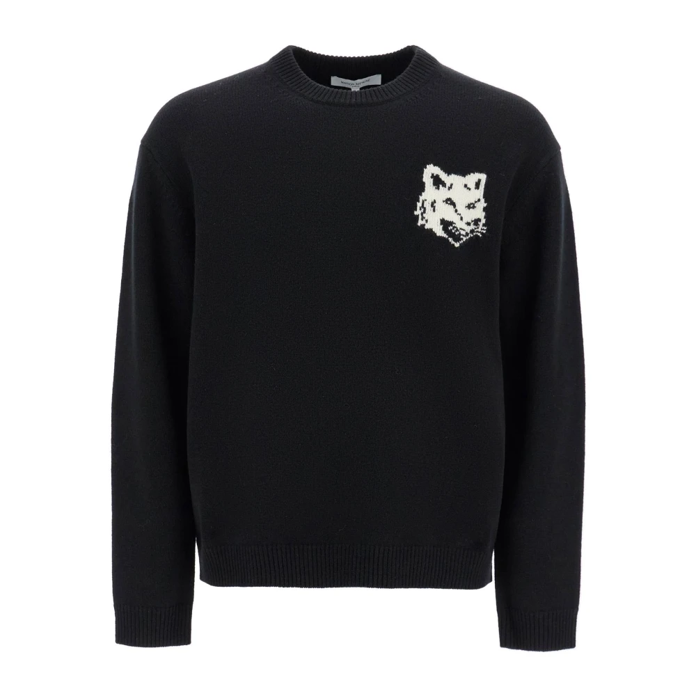 Maison Kitsuné Vossenhoofd wollen trui Black Heren