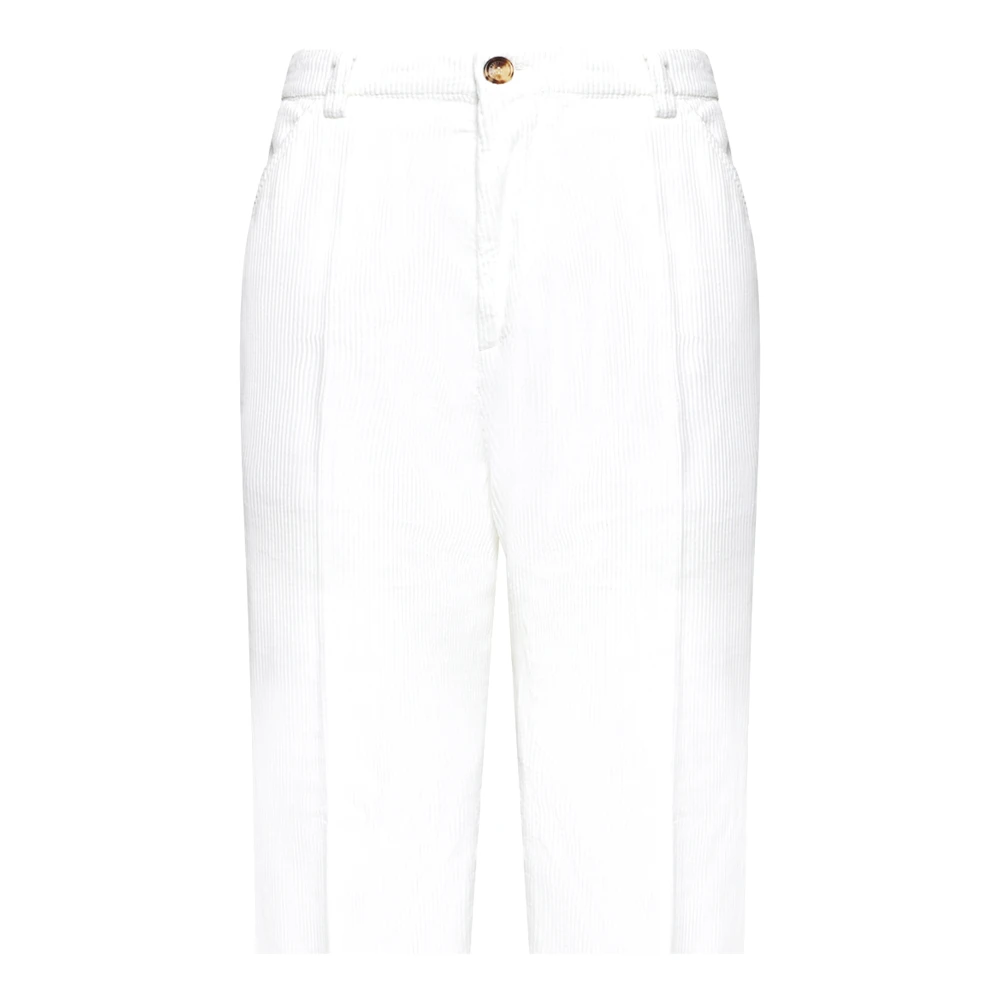 BRUNELLO CUCINELLI Witte Corduroy Broek Leisure-Fit White Heren