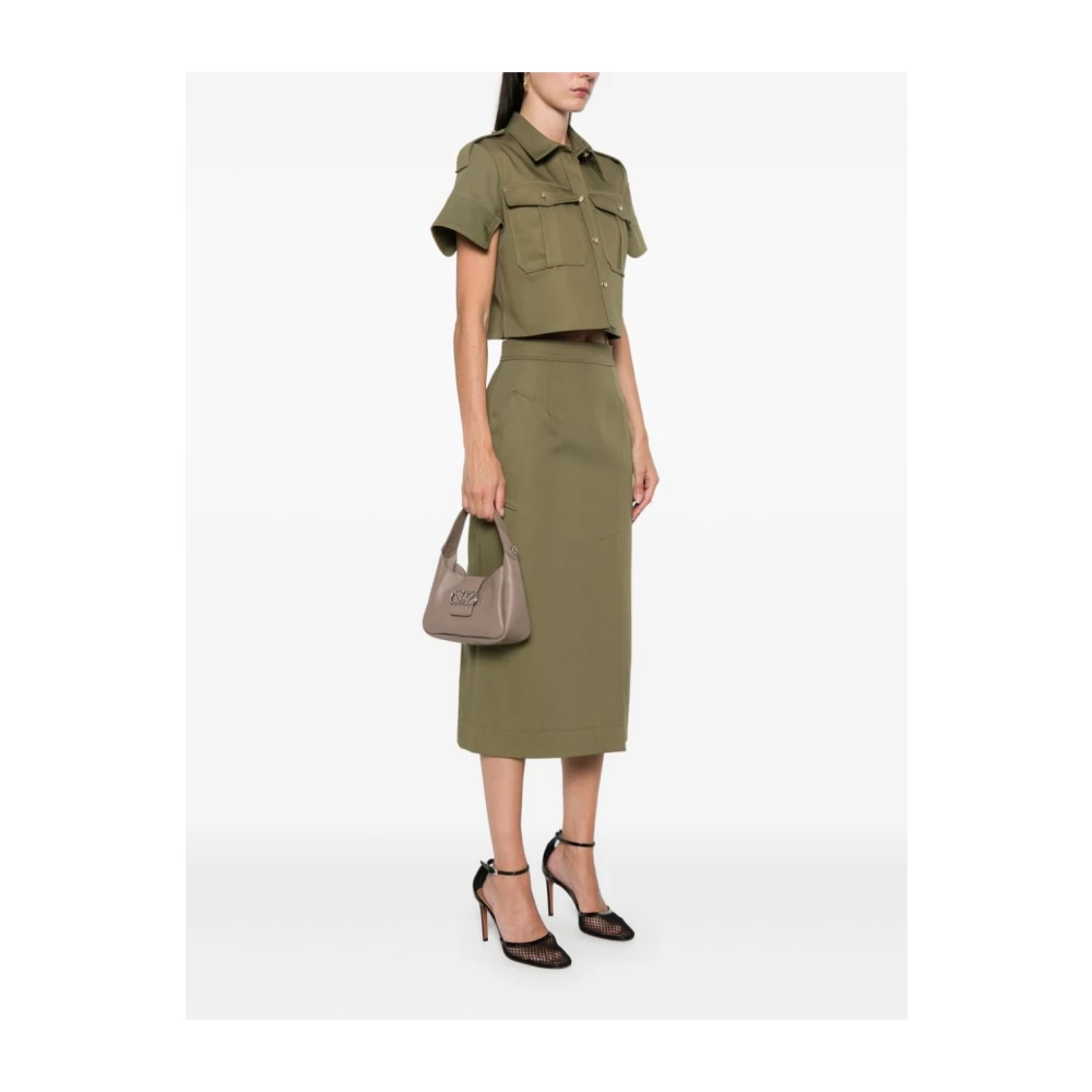Emporio Armani Gestructureerde Leren Schoudertas Dove Grey Gray Dames