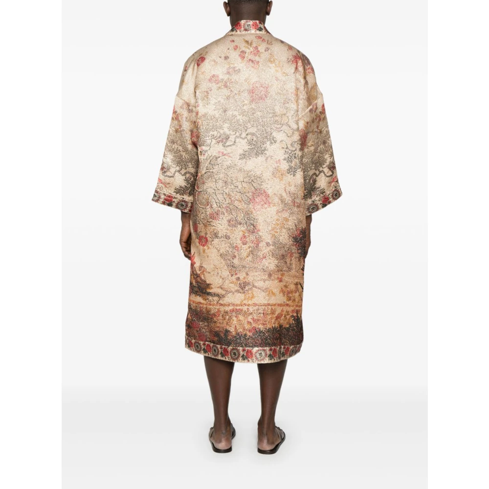Pierre-Louis Mascia Beige Jurk met Lange Mouwen en Drop Shoulder Multicolor Dames