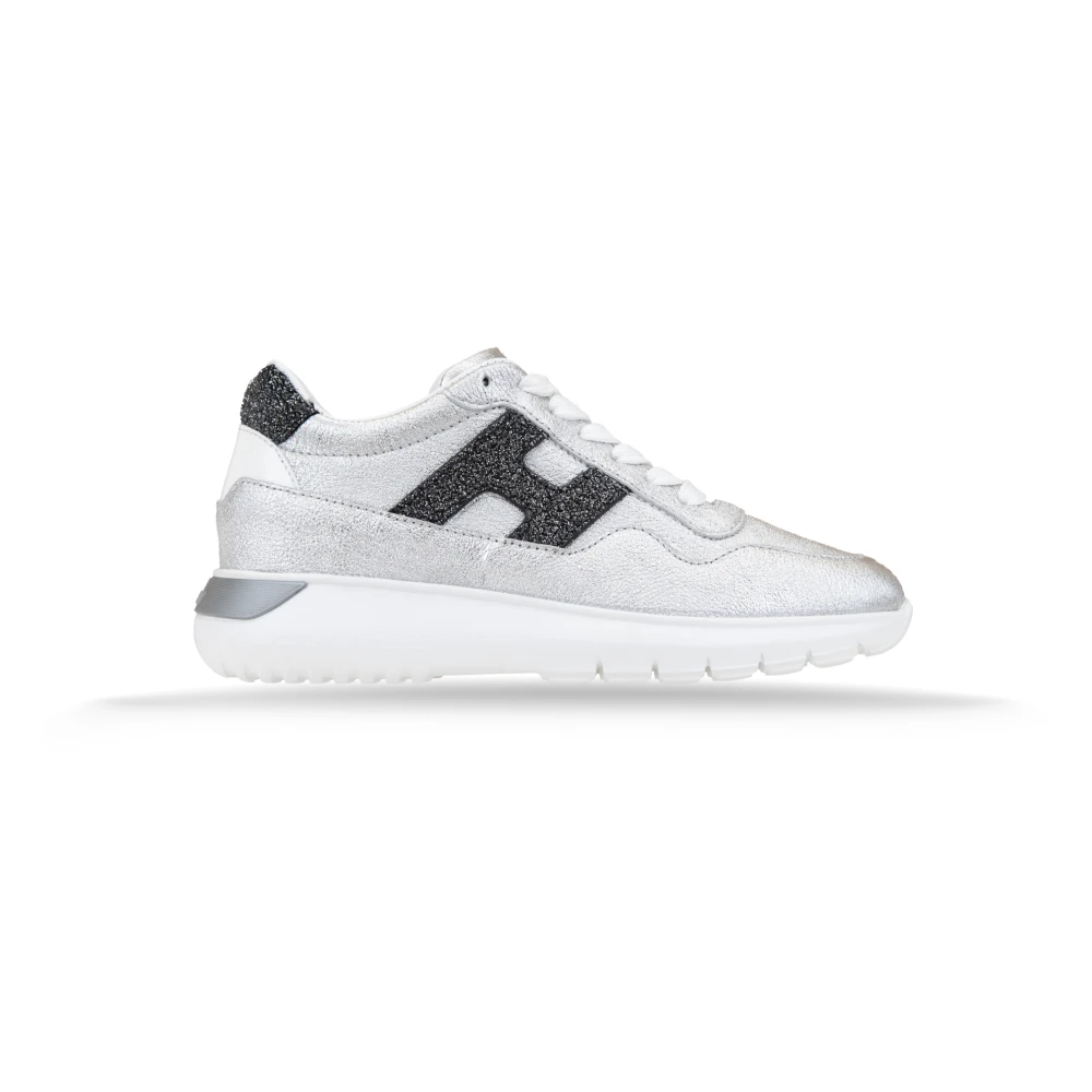 Hogan Glitter Leren Veterschoenen Dames Schoenen Wit