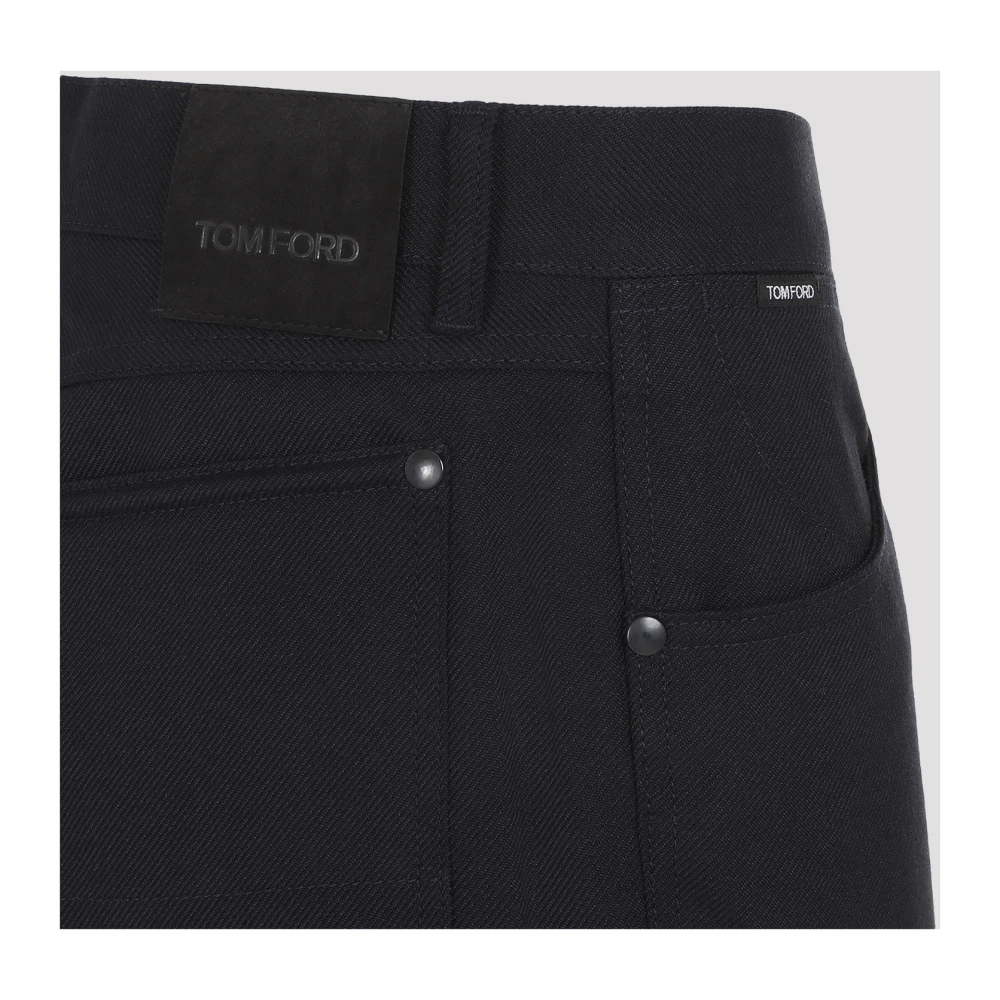 Tom Ford Navy 5-pocket broek Blue Heren