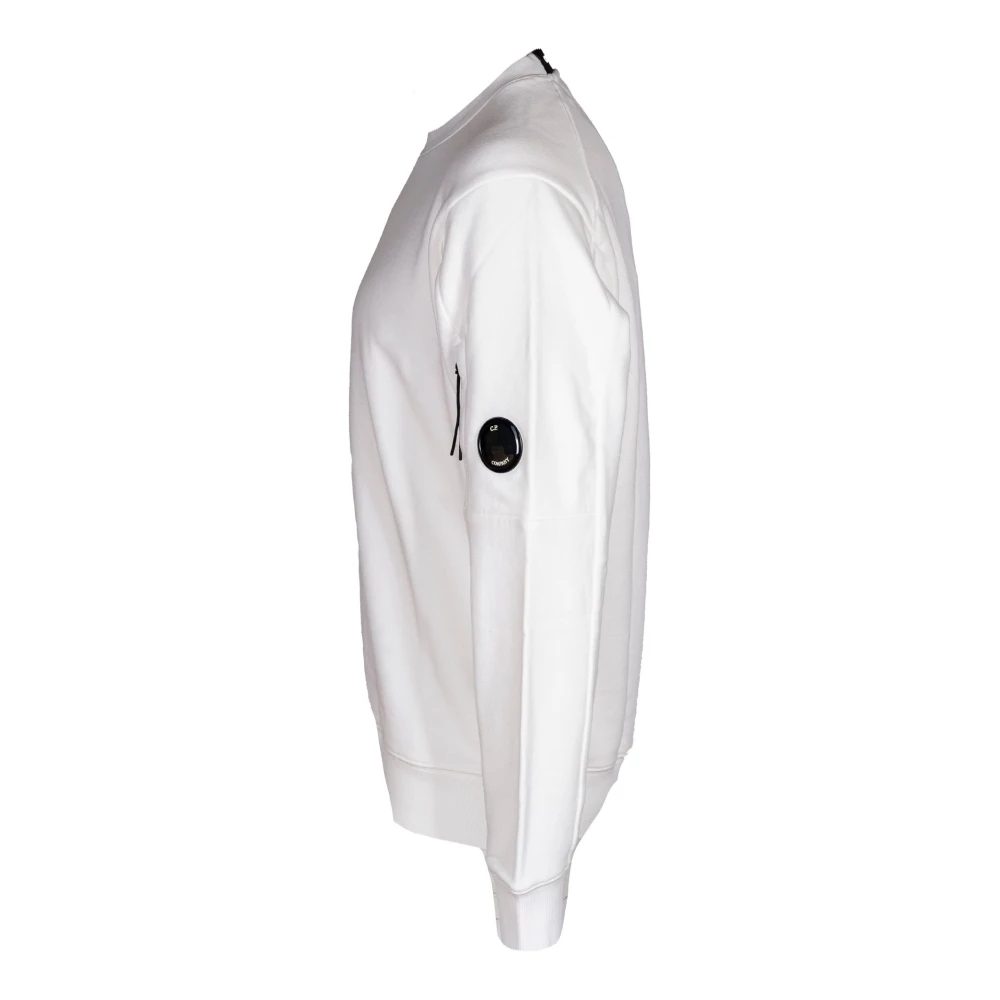 C.P. Company Heren Sweatshirt. Geborduurd logo. Zacht interieur. White Heren