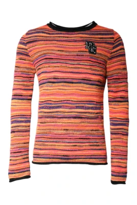 Multifärgad Ull DGLogo Stickad Pullover Tröja