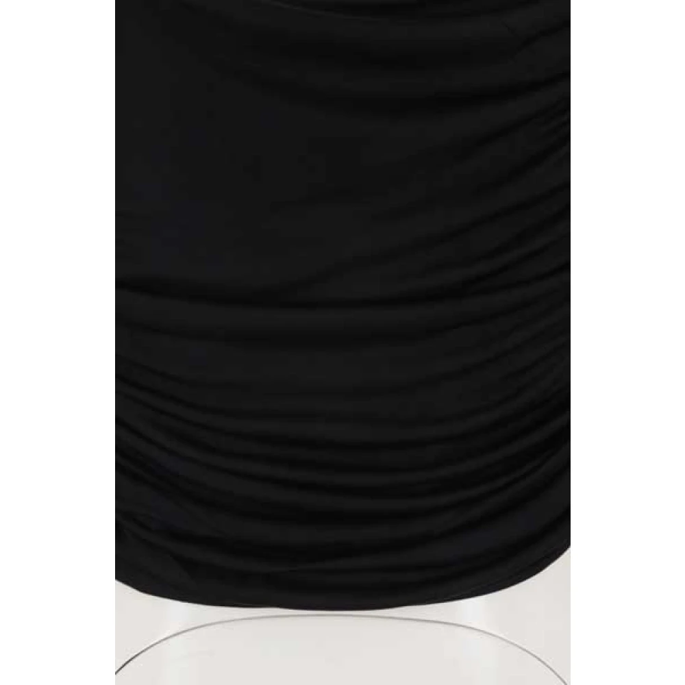 Andrea Adamo Zwarte Gedrapeerde One-Shoulder Crop Top Black Dames