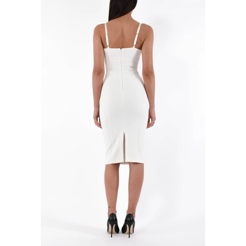 Elisabetta Franchi Midi jurk met satijnen strikken White Dames