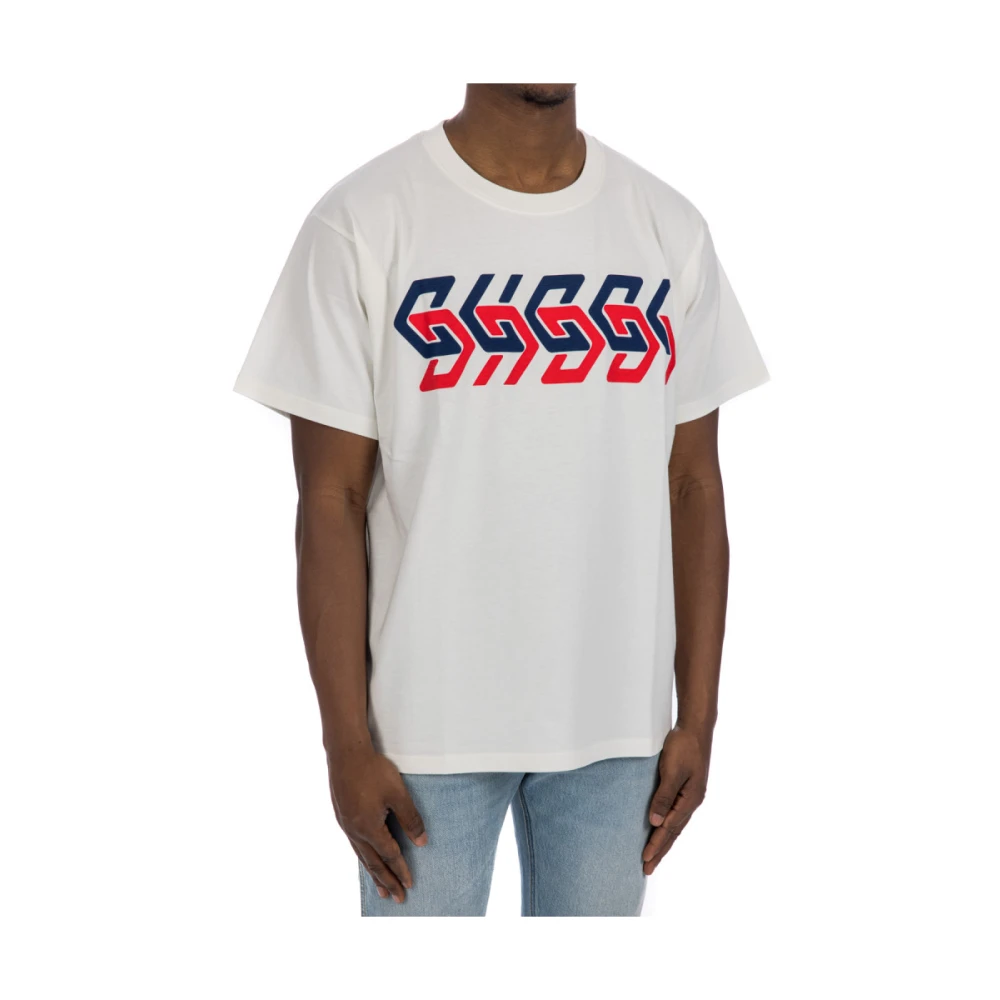 Gucci Bedrukt Logo Oversized Wit T-Shirt White Heren