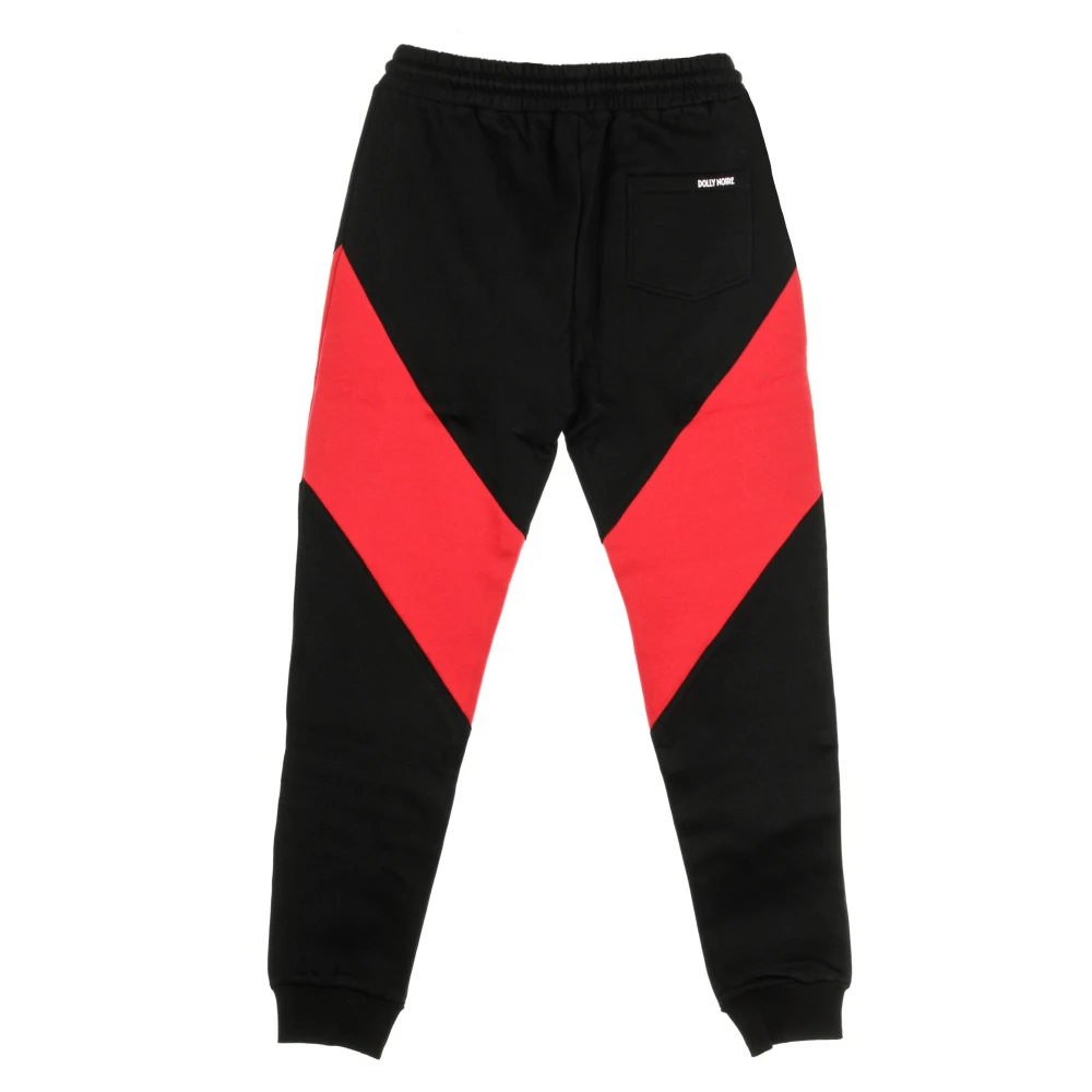 Dolly Noire Heren Fleece Trainingsbroek Zwart Rood Black Heren