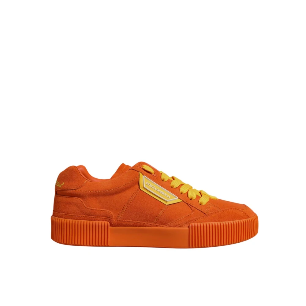 Dolce & Gabbana Men's Orange Sneakers, 6 Uk, Suede Low Top Trainers