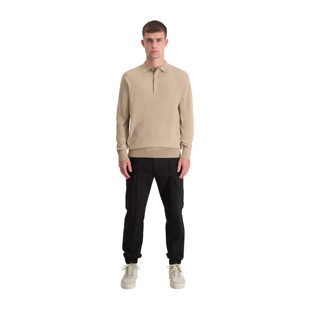 Aeden Taupe Polo Shirt met Lange Mouwen Beige Heren