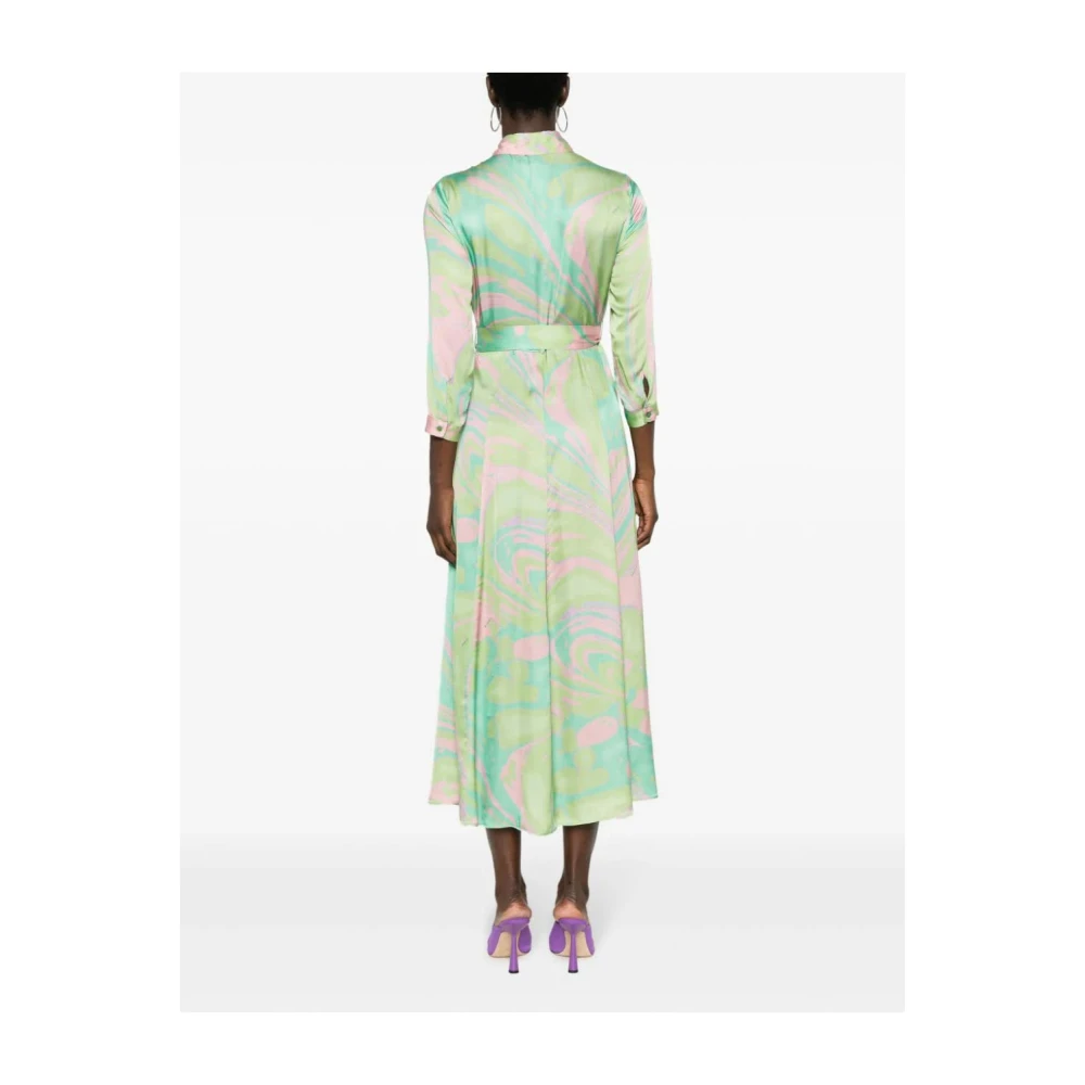 pinko Satin Print Sushi Jurk Green Dames