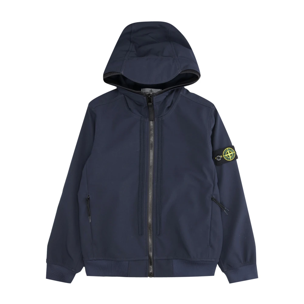 Stone Island Blå nylonjacka med huva och dragkedja Blue, Pojke