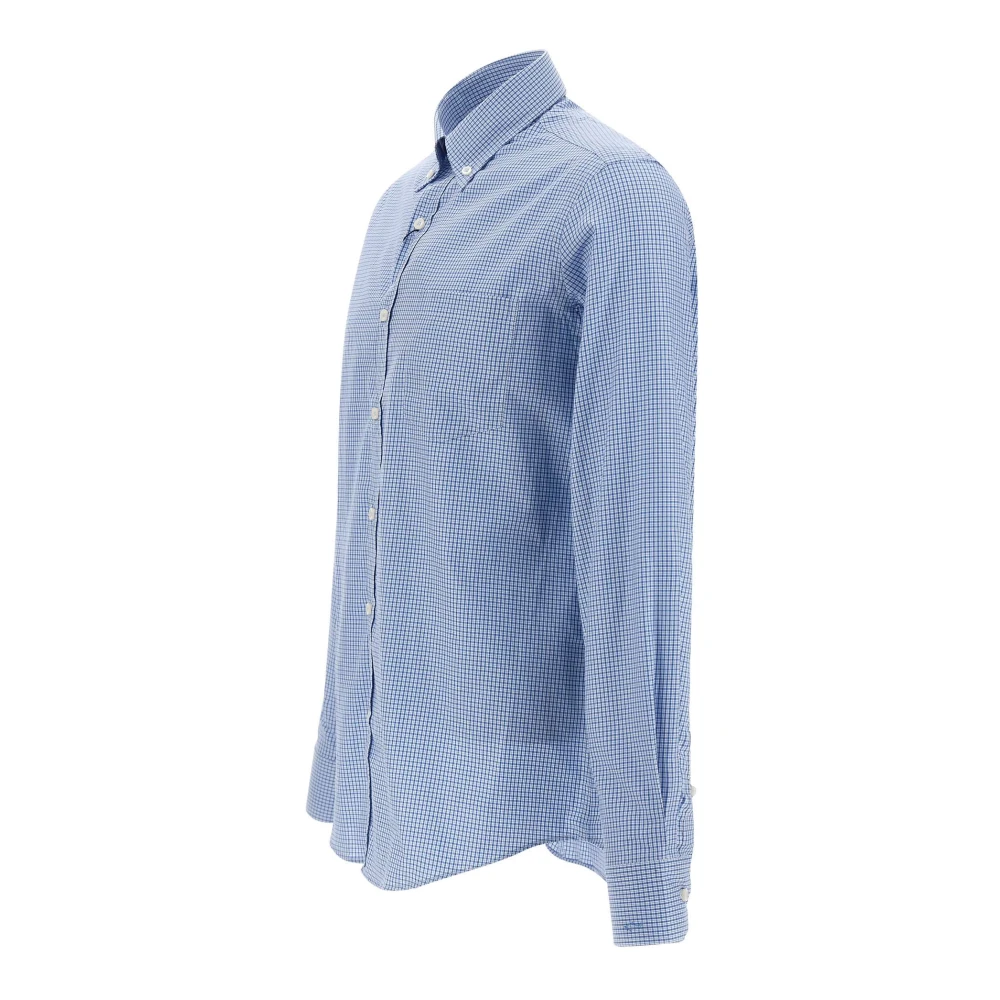 PAUL & SHARK Blauw geruite katoenen overhemd klassieke stijl Blue Heren