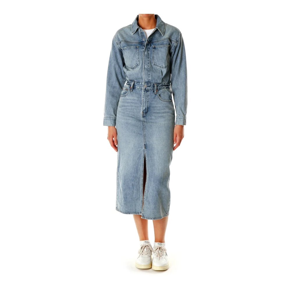 Levi's Denim Midi Overhemdjurk Blue Dames
