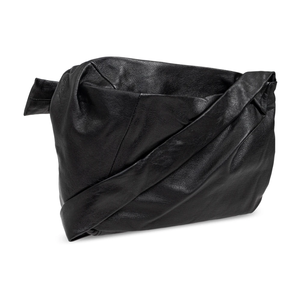 Yohji Yamamoto Leren schoudertas Black Unisex
