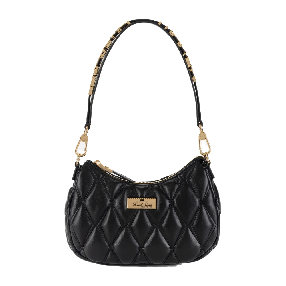Elisabetta Franchi Zwarte Hobo Tas met Reliëf Werk Black Dames