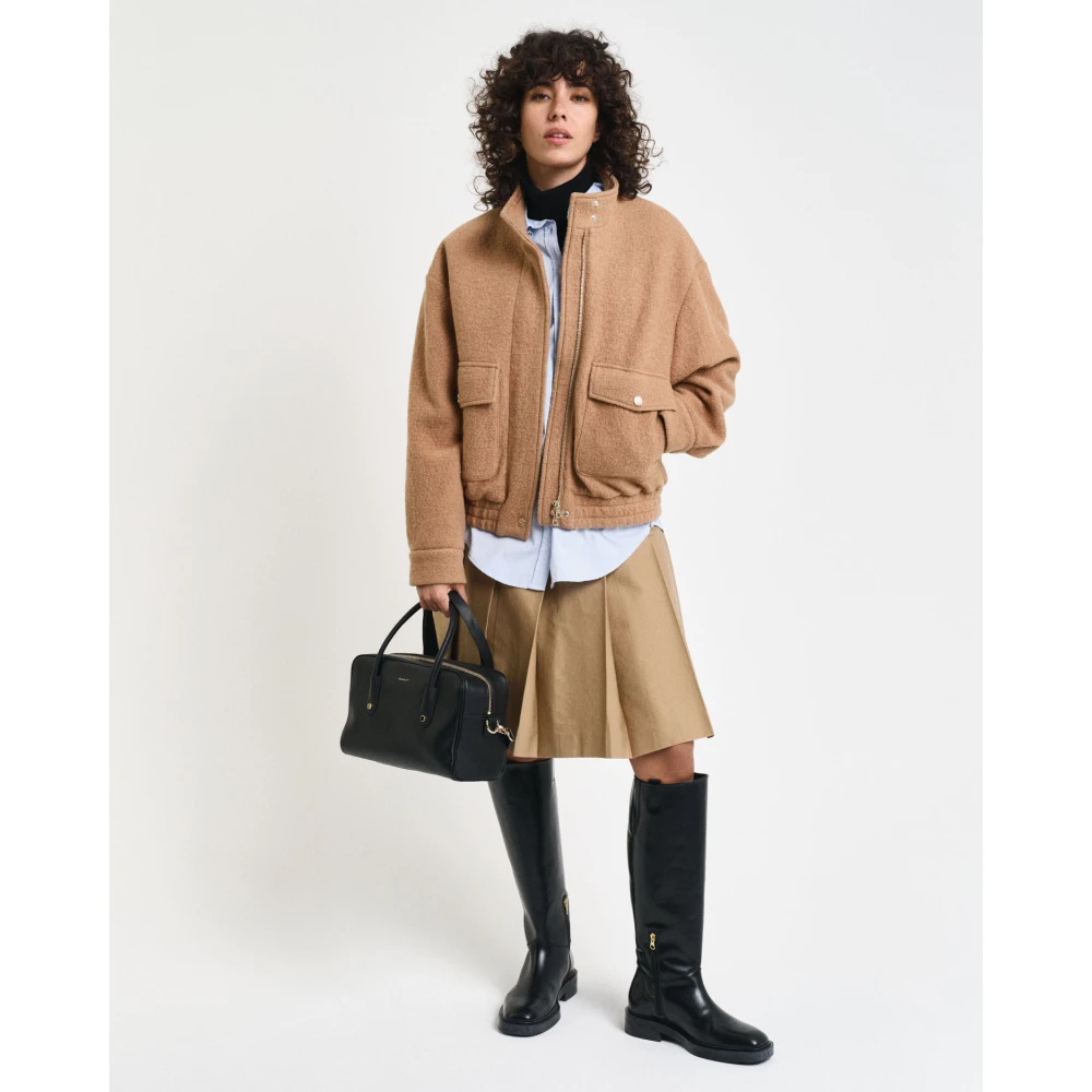 Gant Beige Wool Harrington Jas Buitenkleding Beige Dames