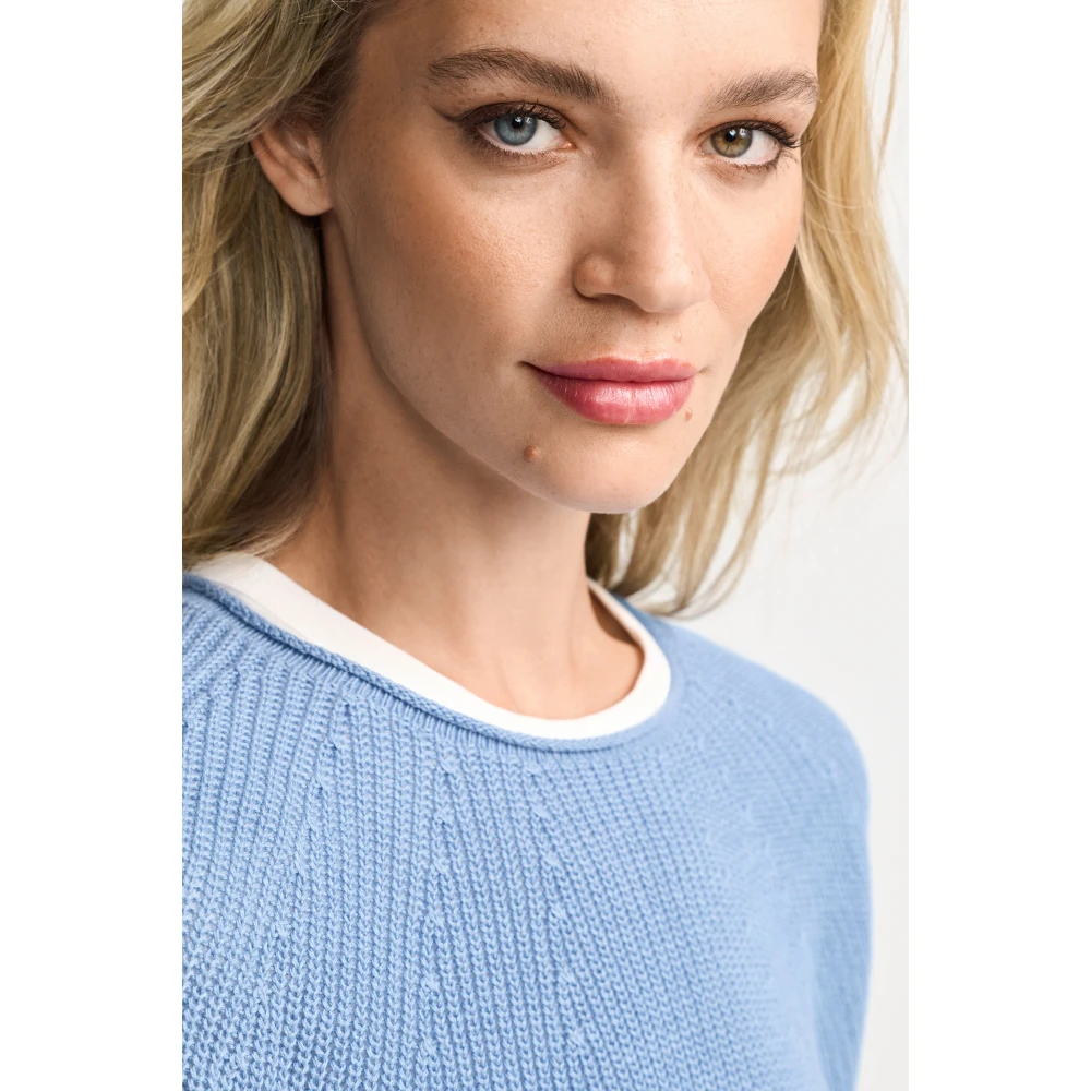 Rich & Royal Naadloze Crew-neck Cardigan Blue Dames