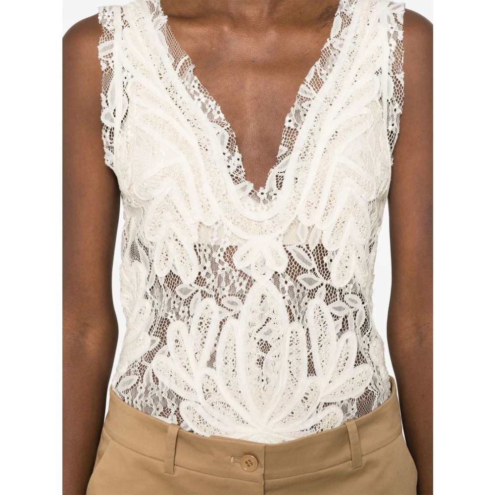 P.a.r.o.s.h. Beige Top met True-to-Size Fit Beige Dames