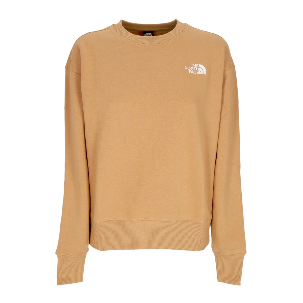 The North Face Women's Beige Essential Crewneck Sweatshirt - Long Sleeve Training Tops - L - Sport