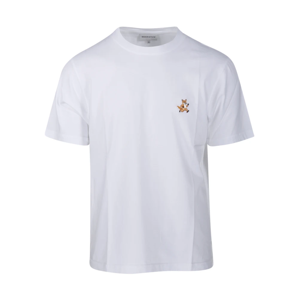 Maison Kitsuné Witte Fox Patch T-shirt White Heren