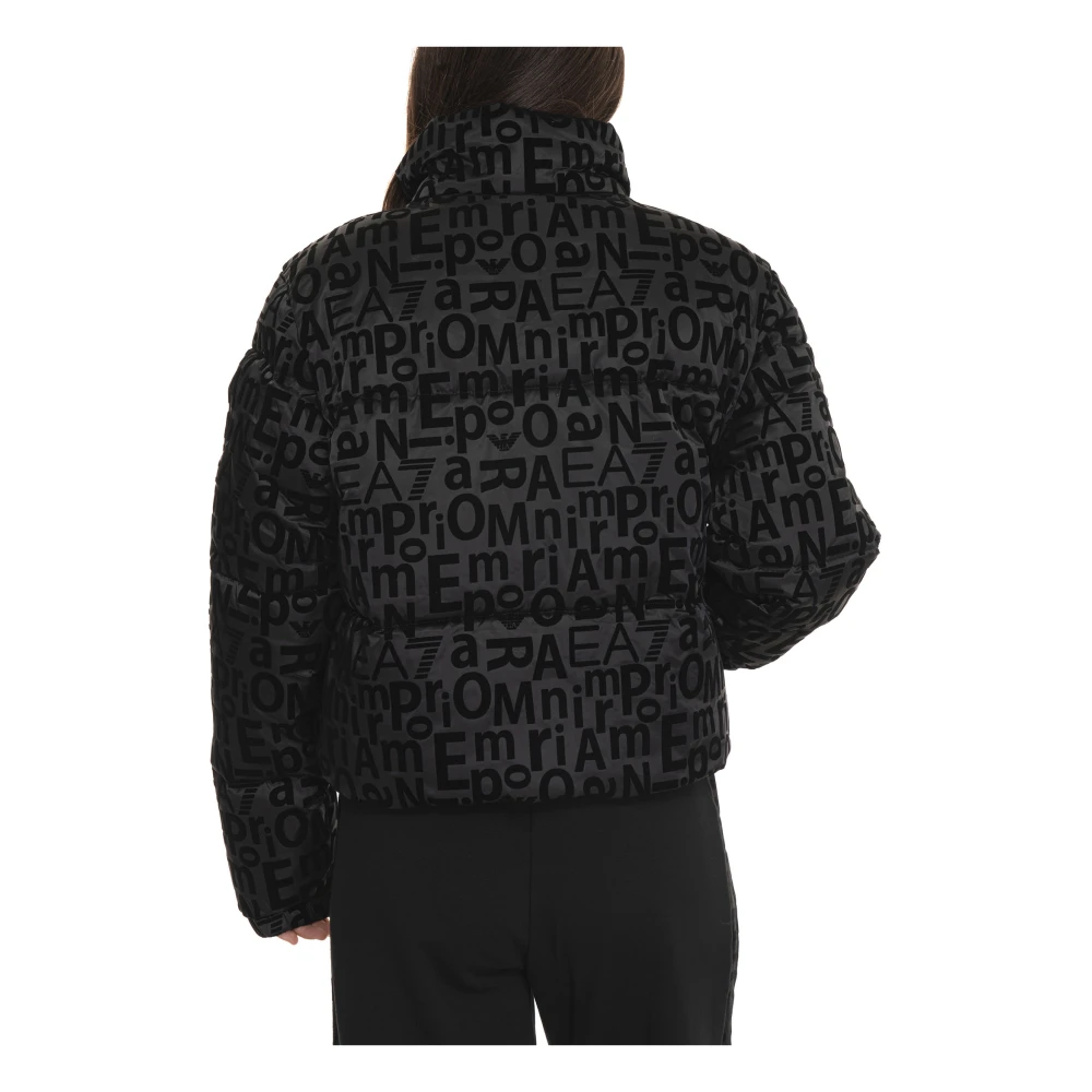 Emporio Armani EA7 Gewatteerde Logo Bomberjack met Rits Black Dames