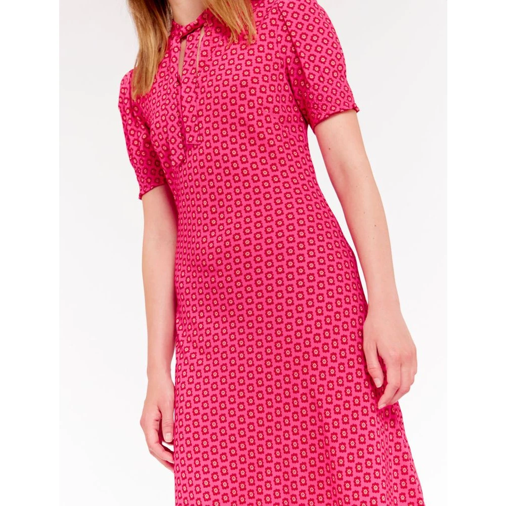 Ines De La Fressange Paris Roze Print Jurk met Druppel Kraag Pink Dames