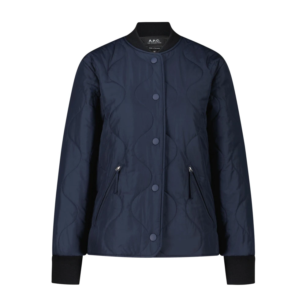 A.p.c. Snap Button Puffer Jacket Blue Dames
