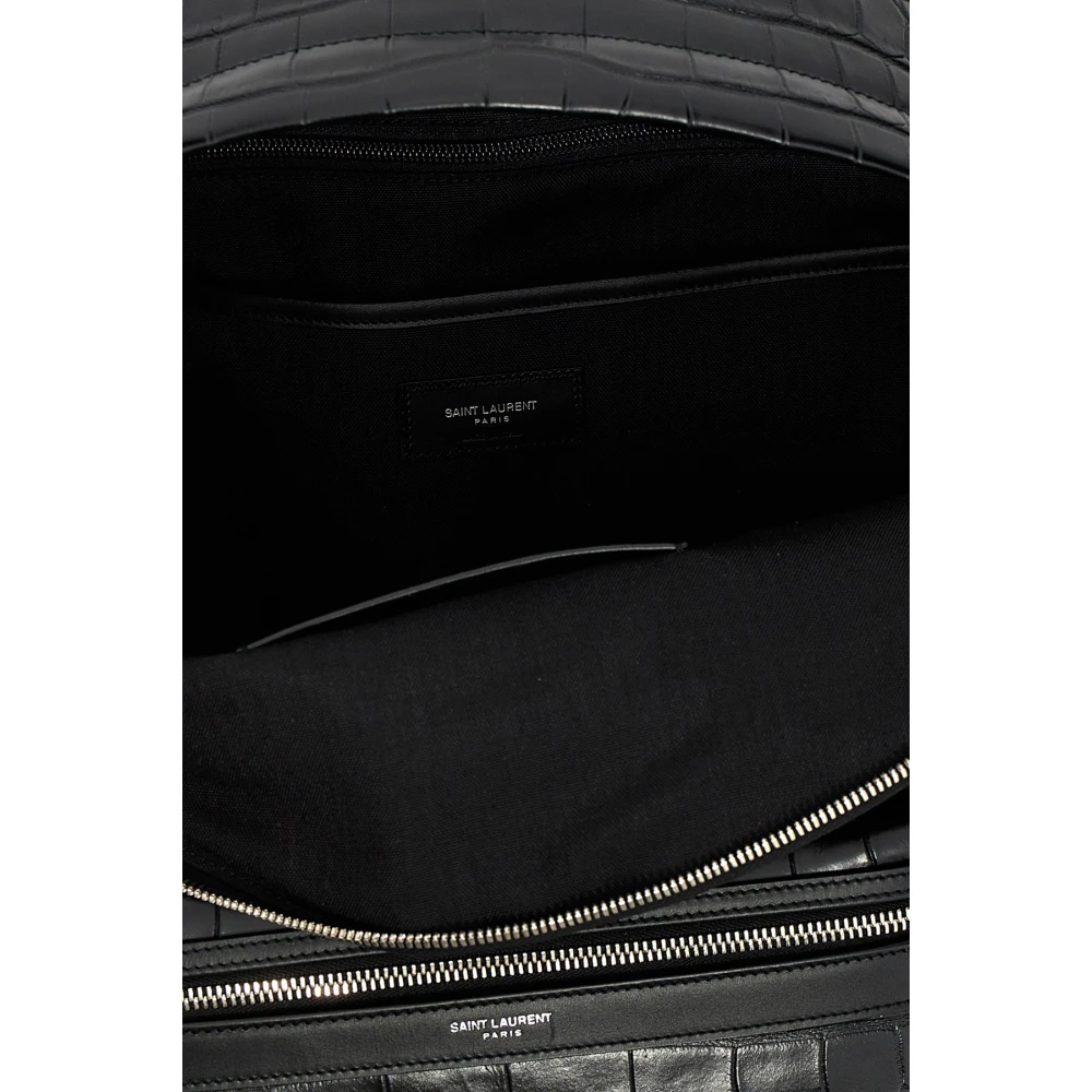 Saint Laurent Zwarte leren schoudertas met rits Black Heren