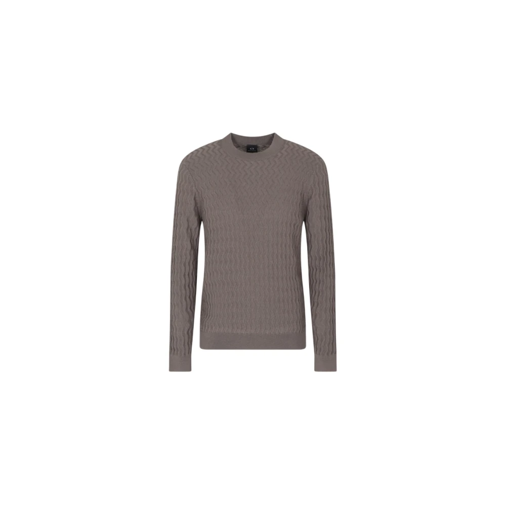 Armani Exchange Mannelijk Beige Truien & Vesten Heren, M, Wol, Wavy Texture Sweater