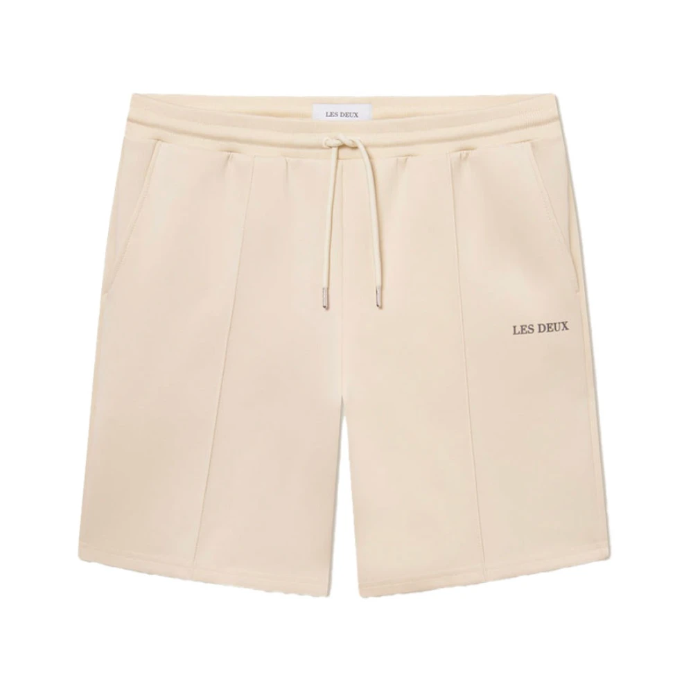 Les Deux Comfortabele Track Shorts met Kleermaker Drukknopen Beige Heren