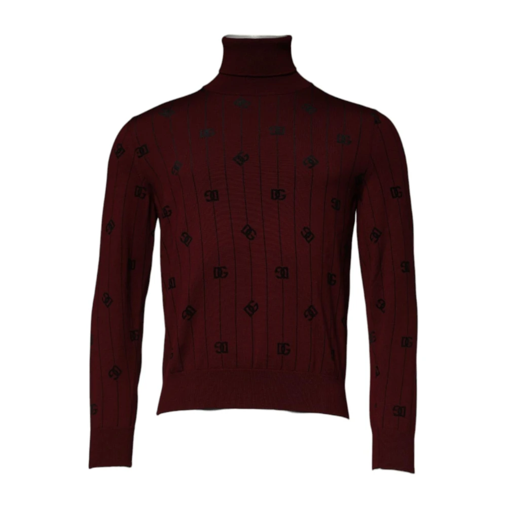 Dolce & Gabbana Men's Brown Dg Logo Turtleneck Sweater